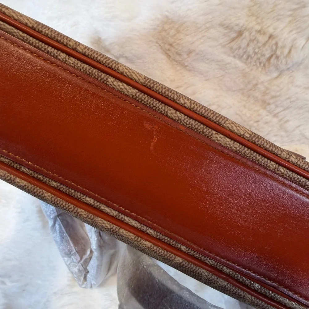 Coach Signature‎ Canvas Leather Tabby Top Handle Bag Saddle Brown Brass NWT